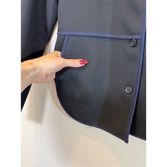J. Crew  Black Tipped Twill Boxy Split Hemline Lined Blazer Jacket Women’s 0 - Picture 3 of 11